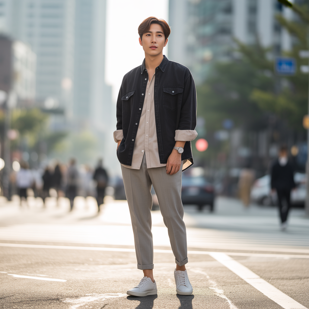how to wear a black shirt in summer like korean men