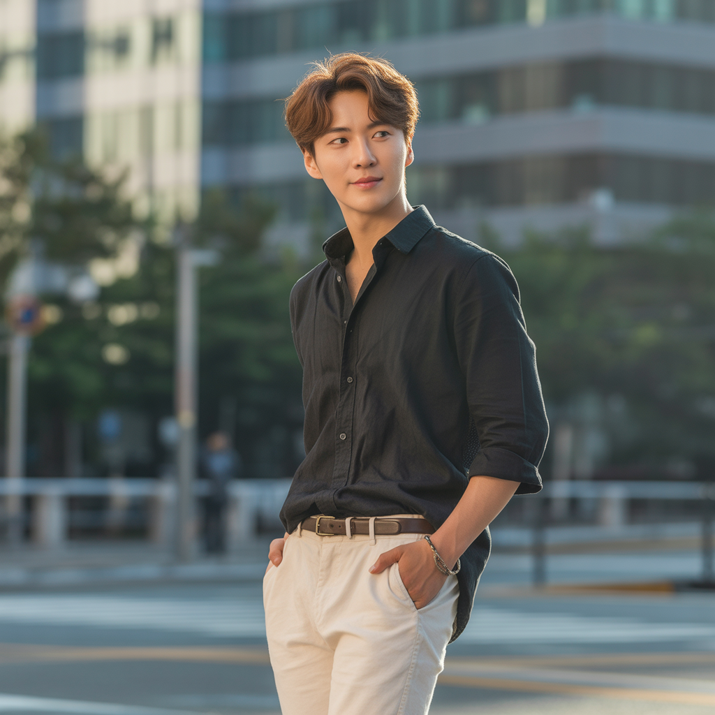 how to wear a black shirt in summer like korean men