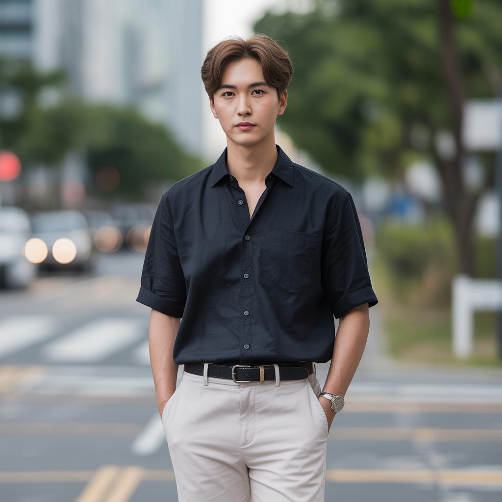 how to wear a black shirt in summer like korean men