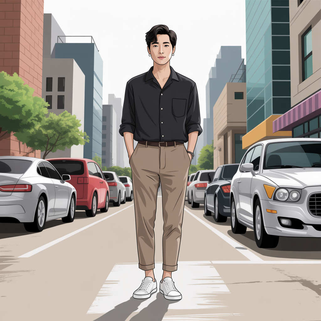 how to wear a black shirt in summer like korean men