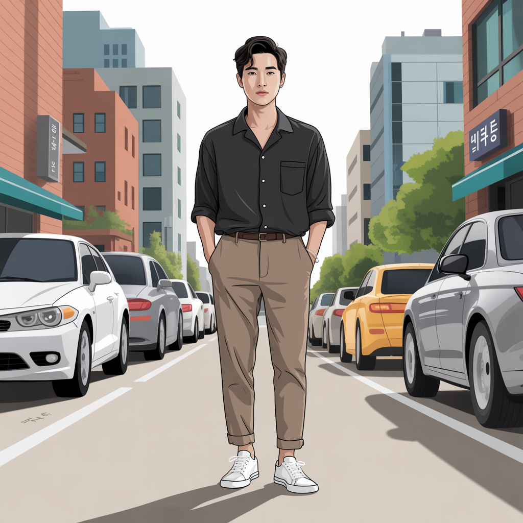 how to wear a black shirt in summer like korean men