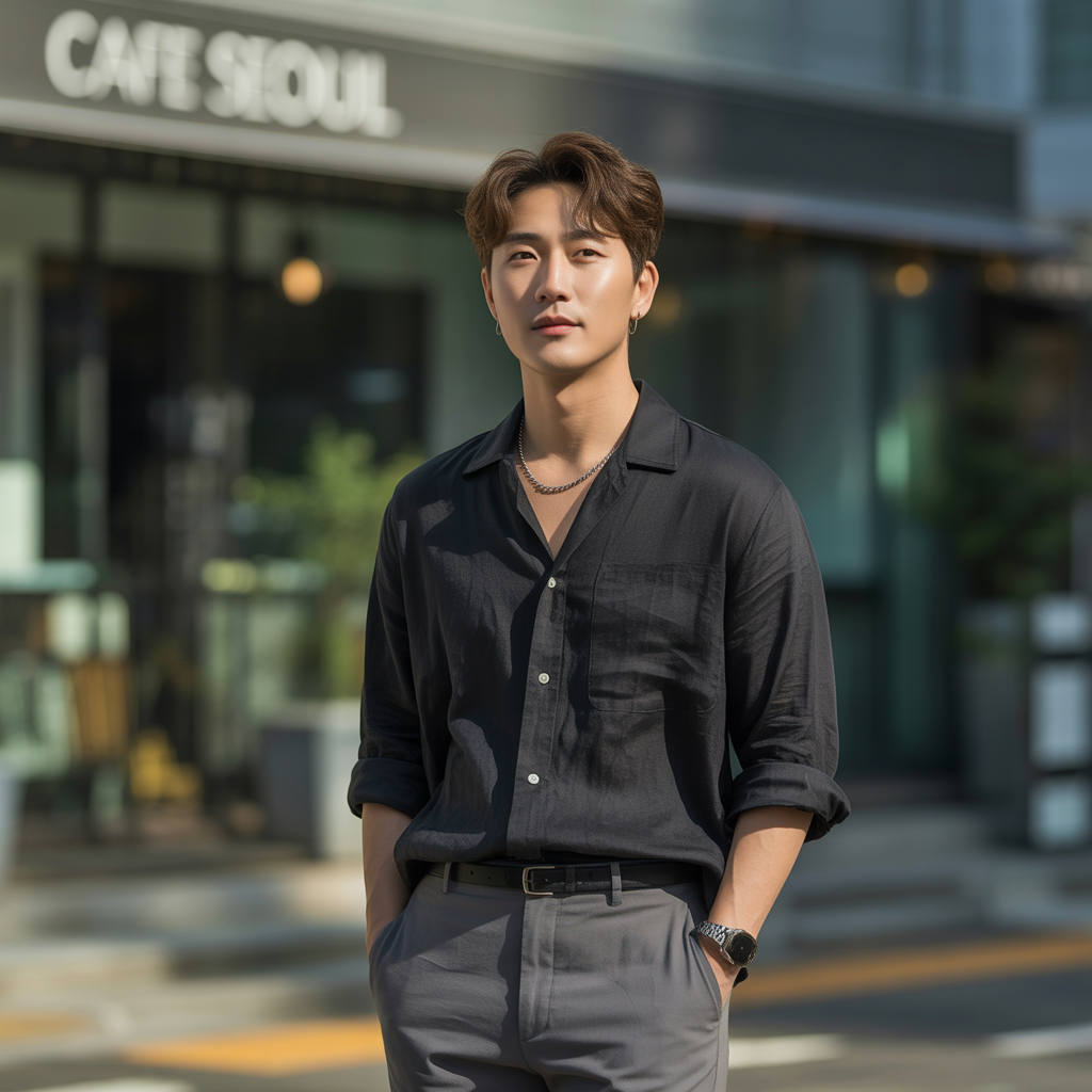 how to wear a black shirt in summer like korean men