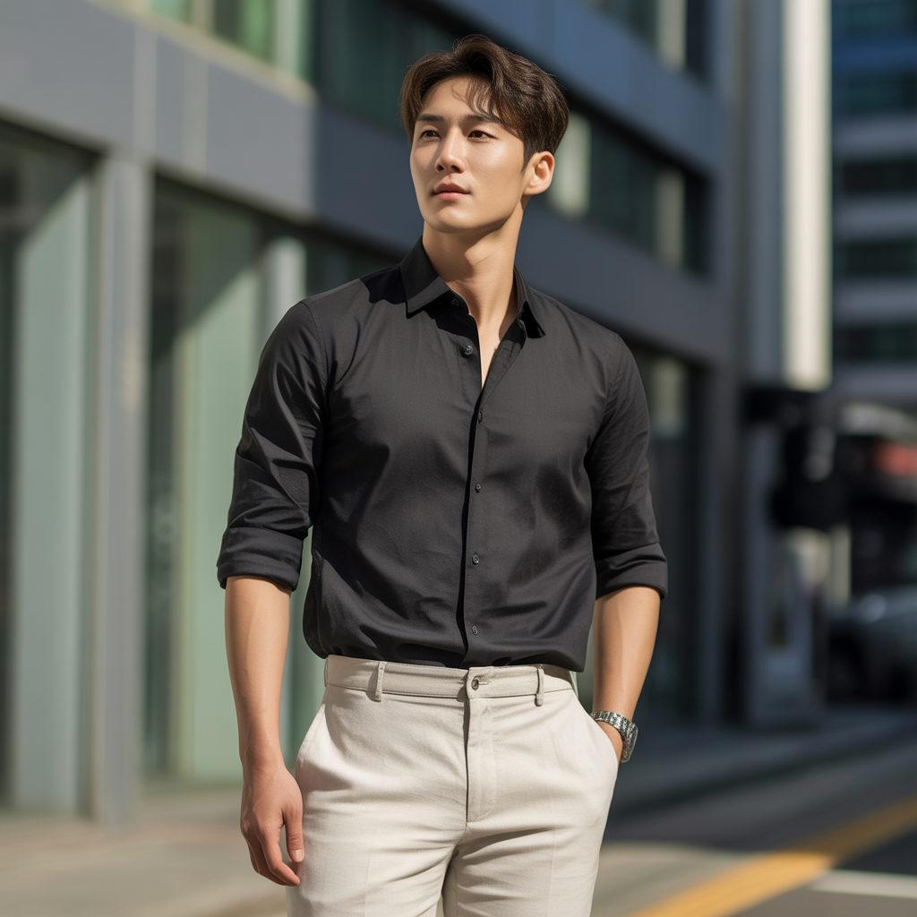 how to wear a black shirt in summer like korean men