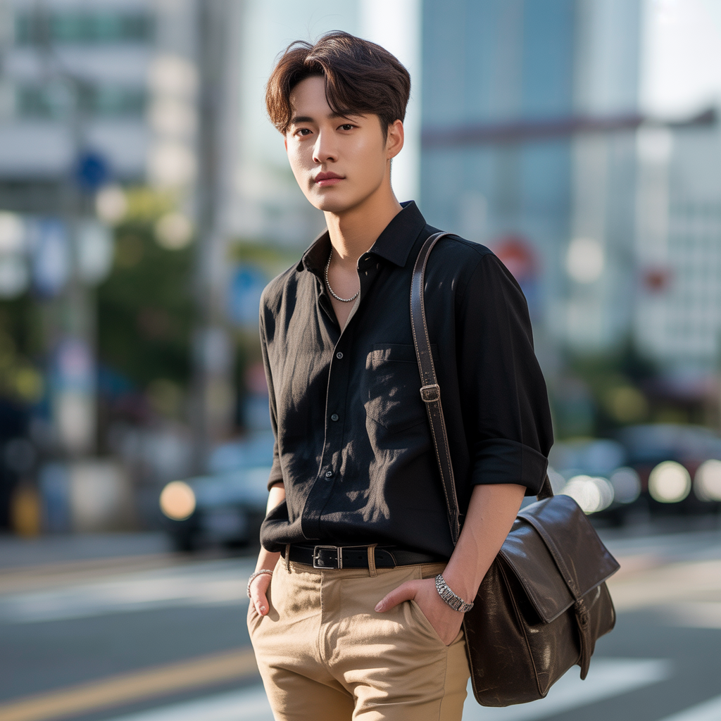 how to wear a black shirt in summer like korean men