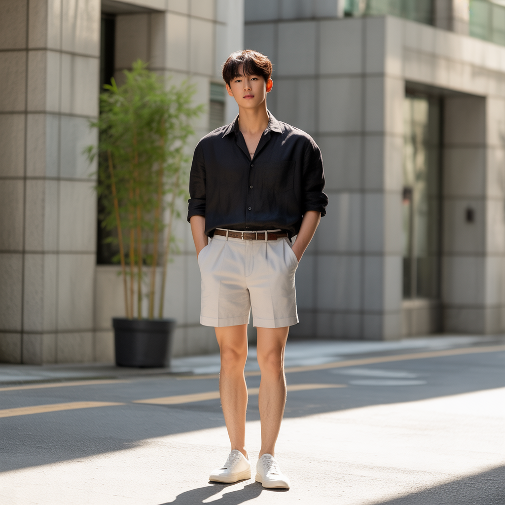 how to wear a black shirt in summer like korean men