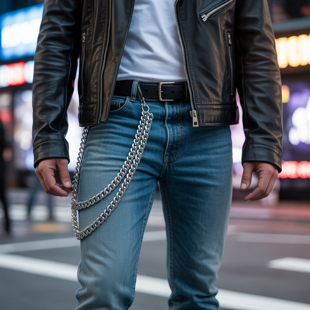 how to wear a jeans chain