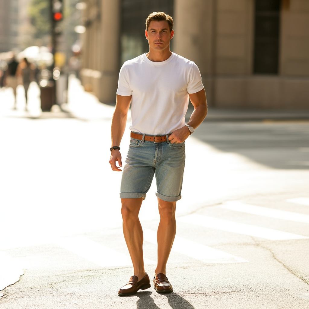 how to wear denim shorts in summer