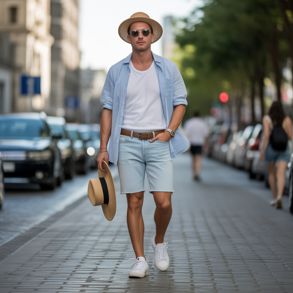 how to wear denim shorts in summer