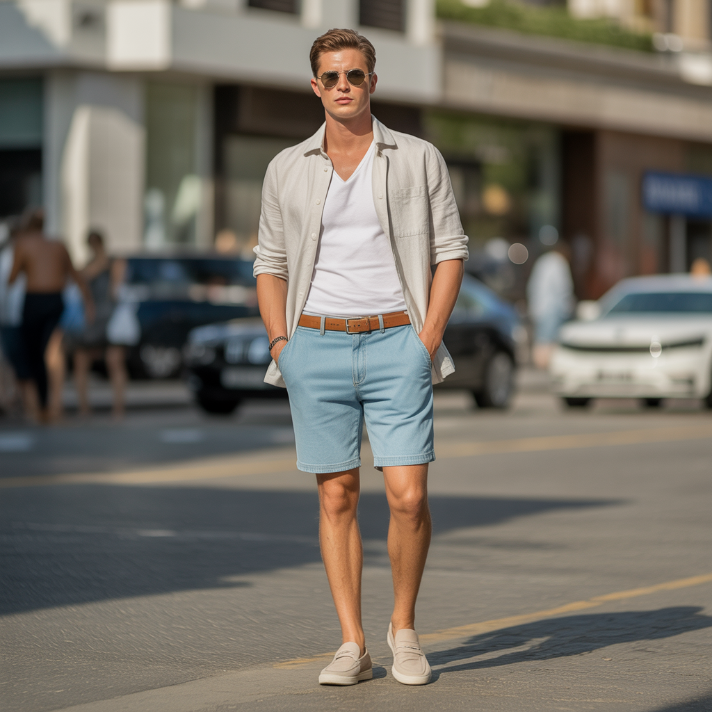 how to wear denim shorts in summer