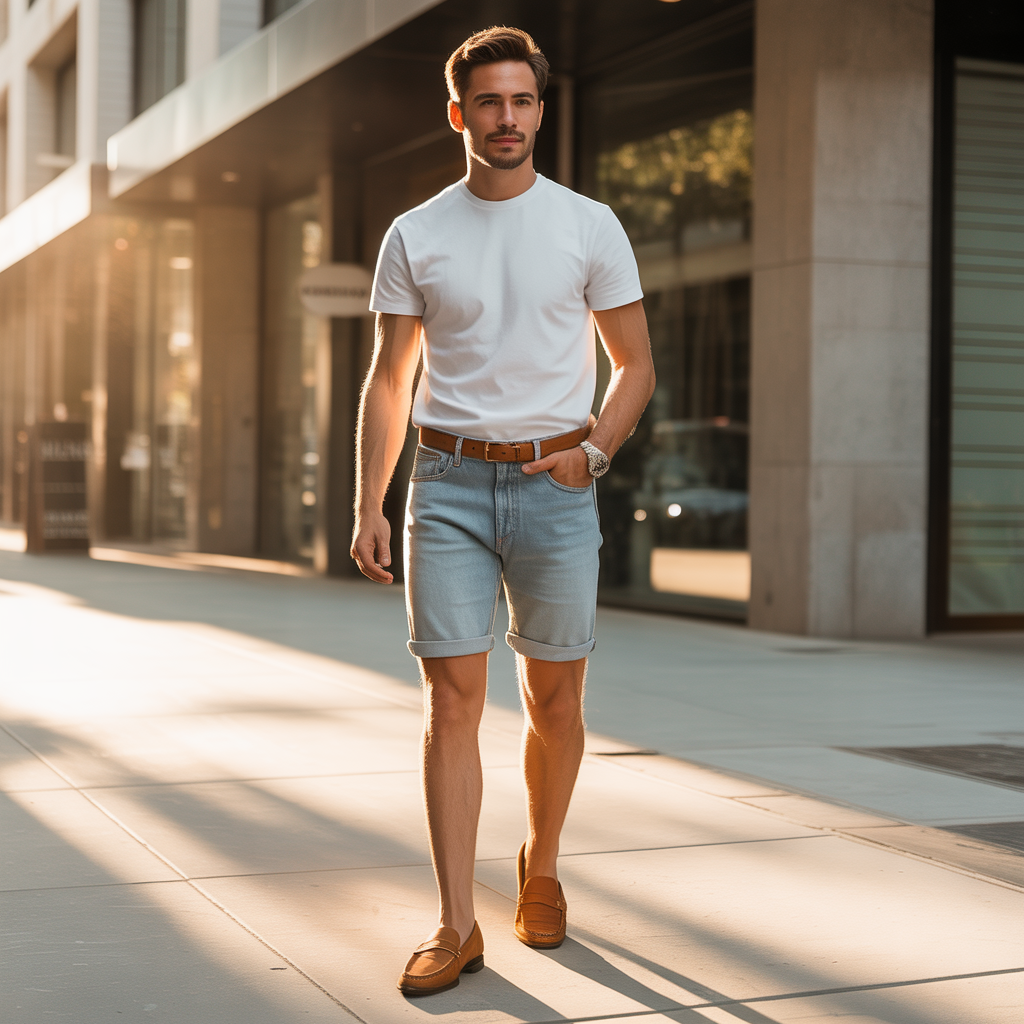 how to wear denim shorts in summer
