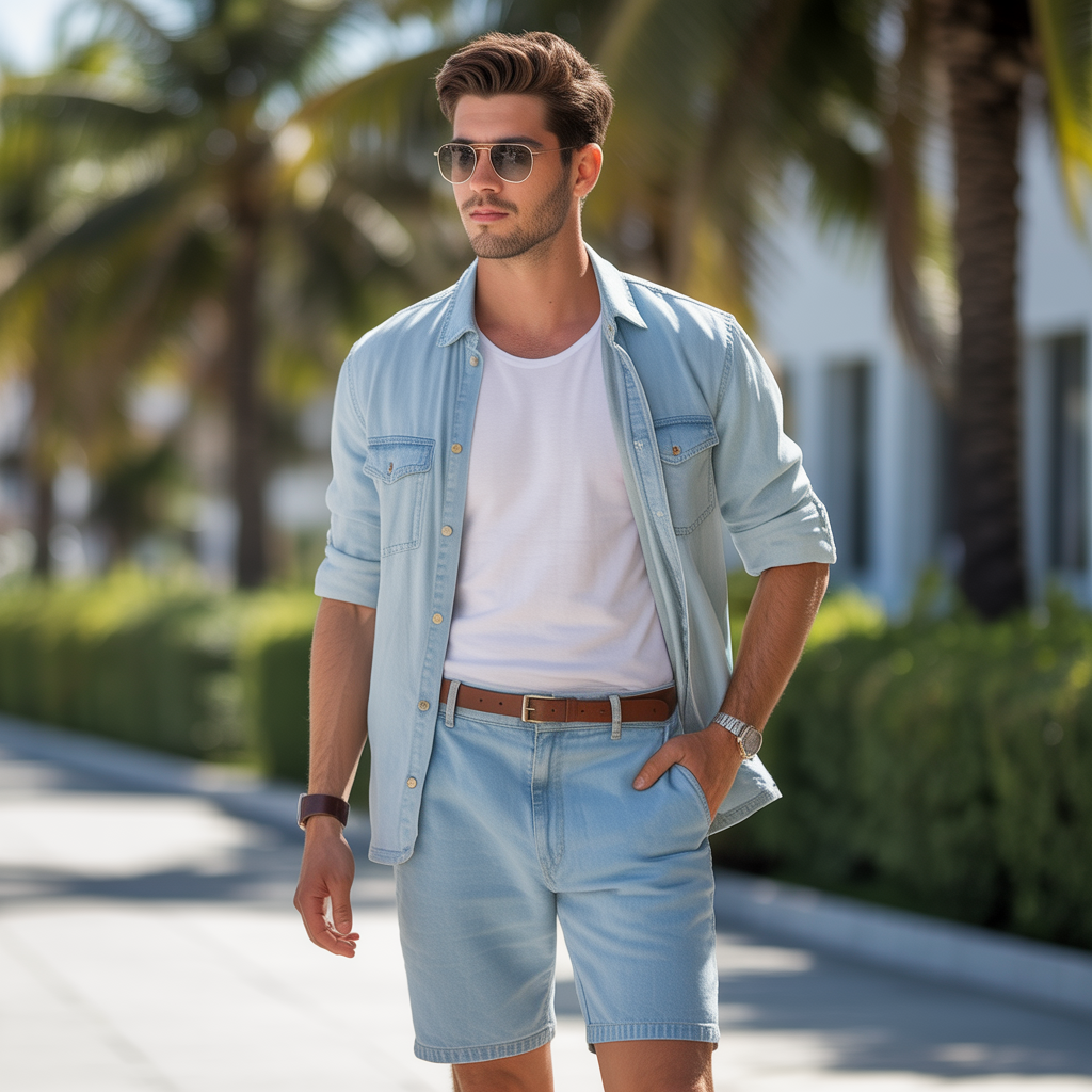 how to wear denim shorts in summer