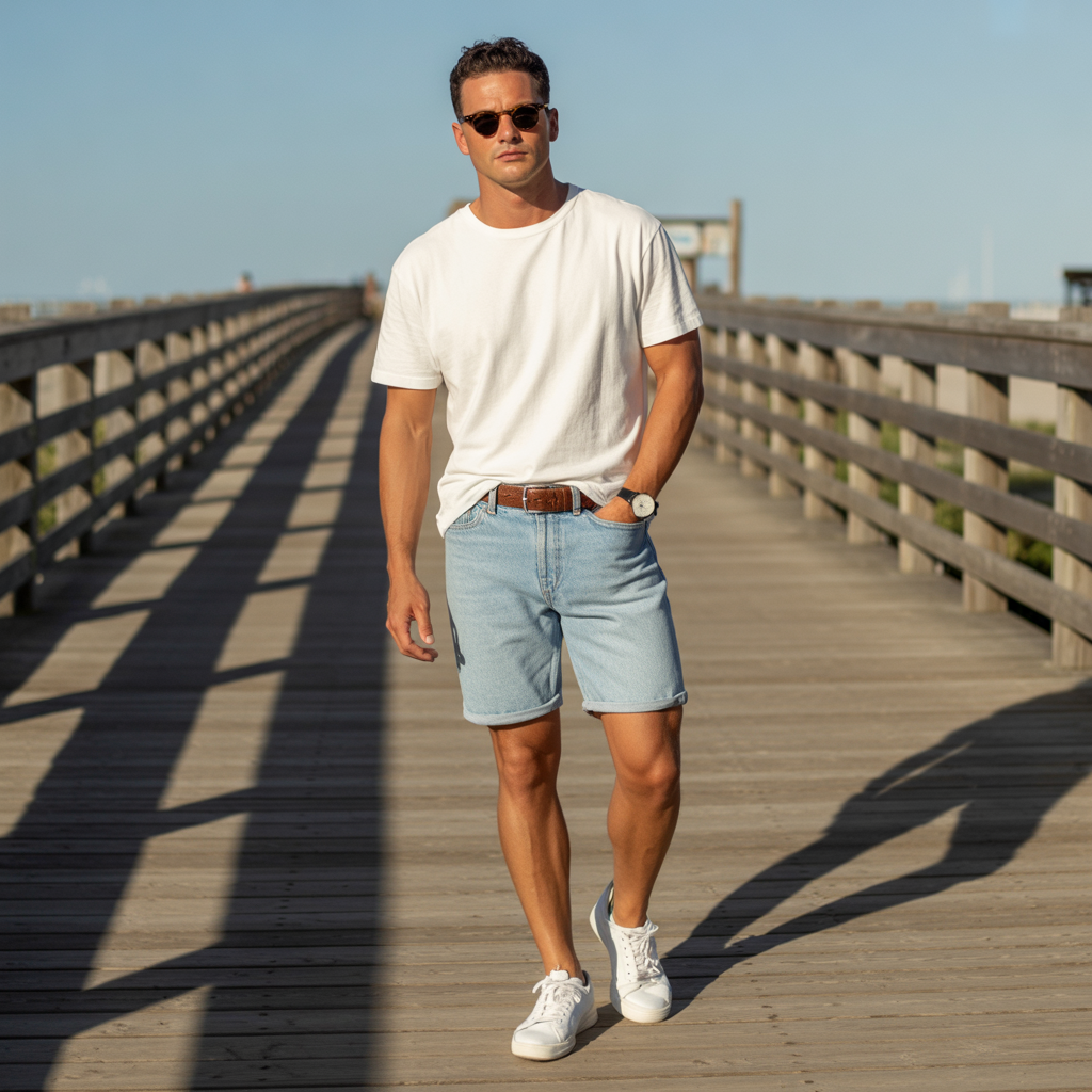 how to wear denim shorts in summer
