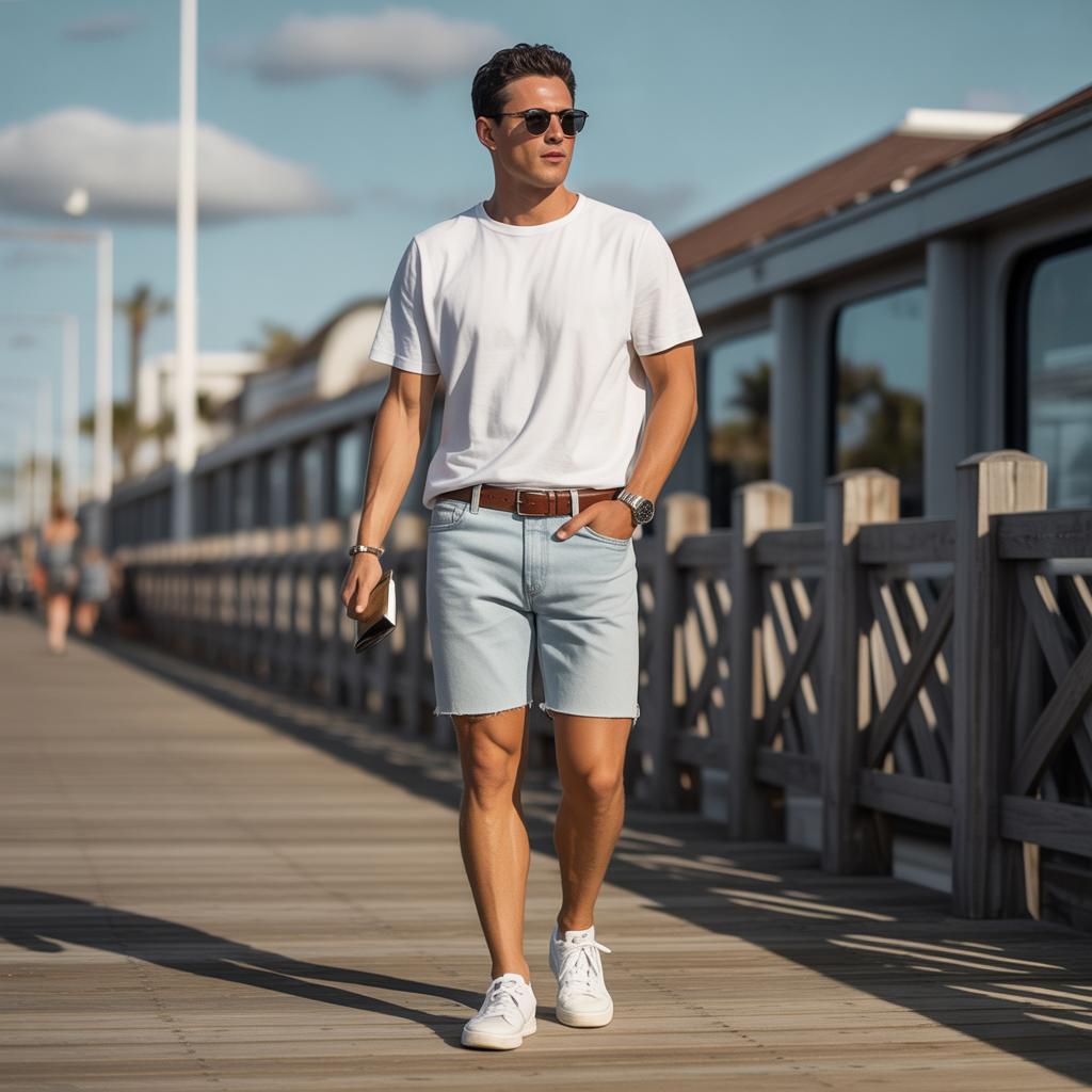 how to wear denim shorts in summer