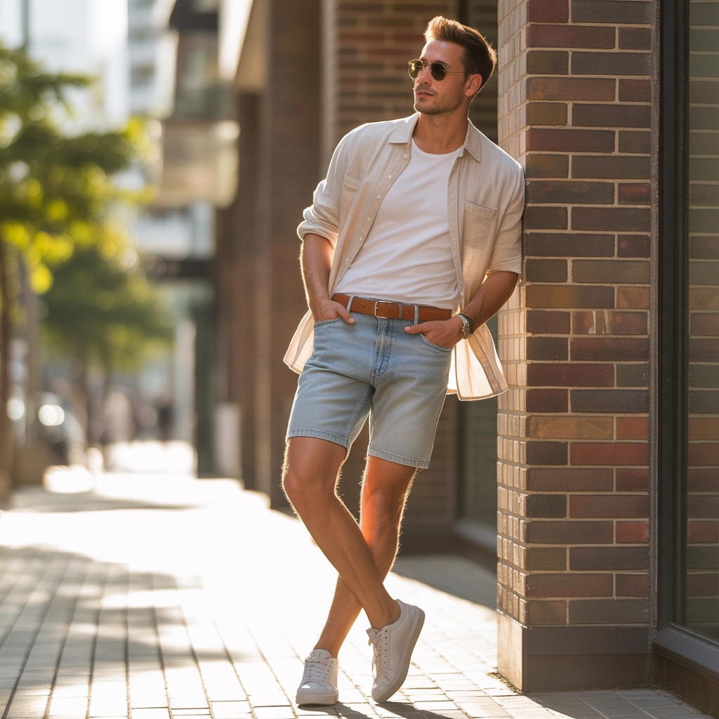 how to wear denim shorts in summer