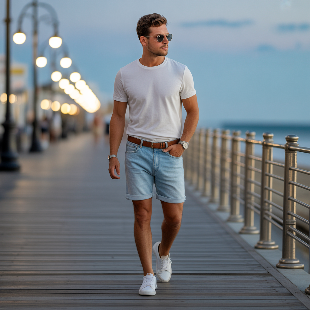 how to wear denim shorts in summer