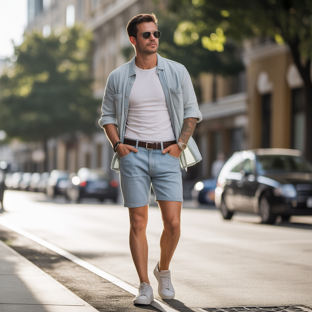 how to wear denim shorts in summer