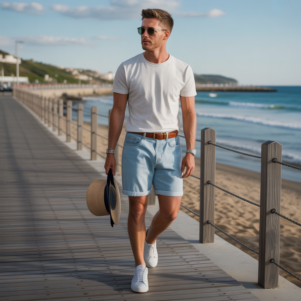 how to wear denim shorts in summer