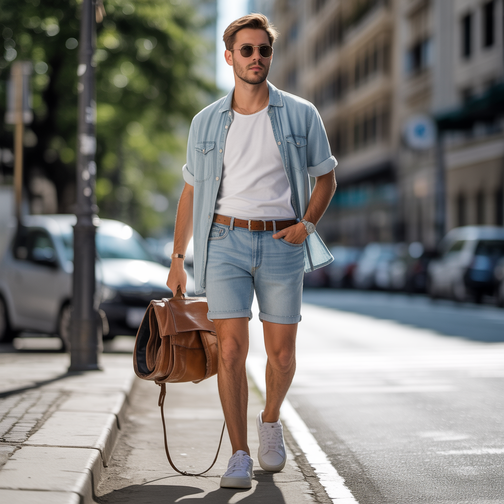 how to wear denim shorts in summer