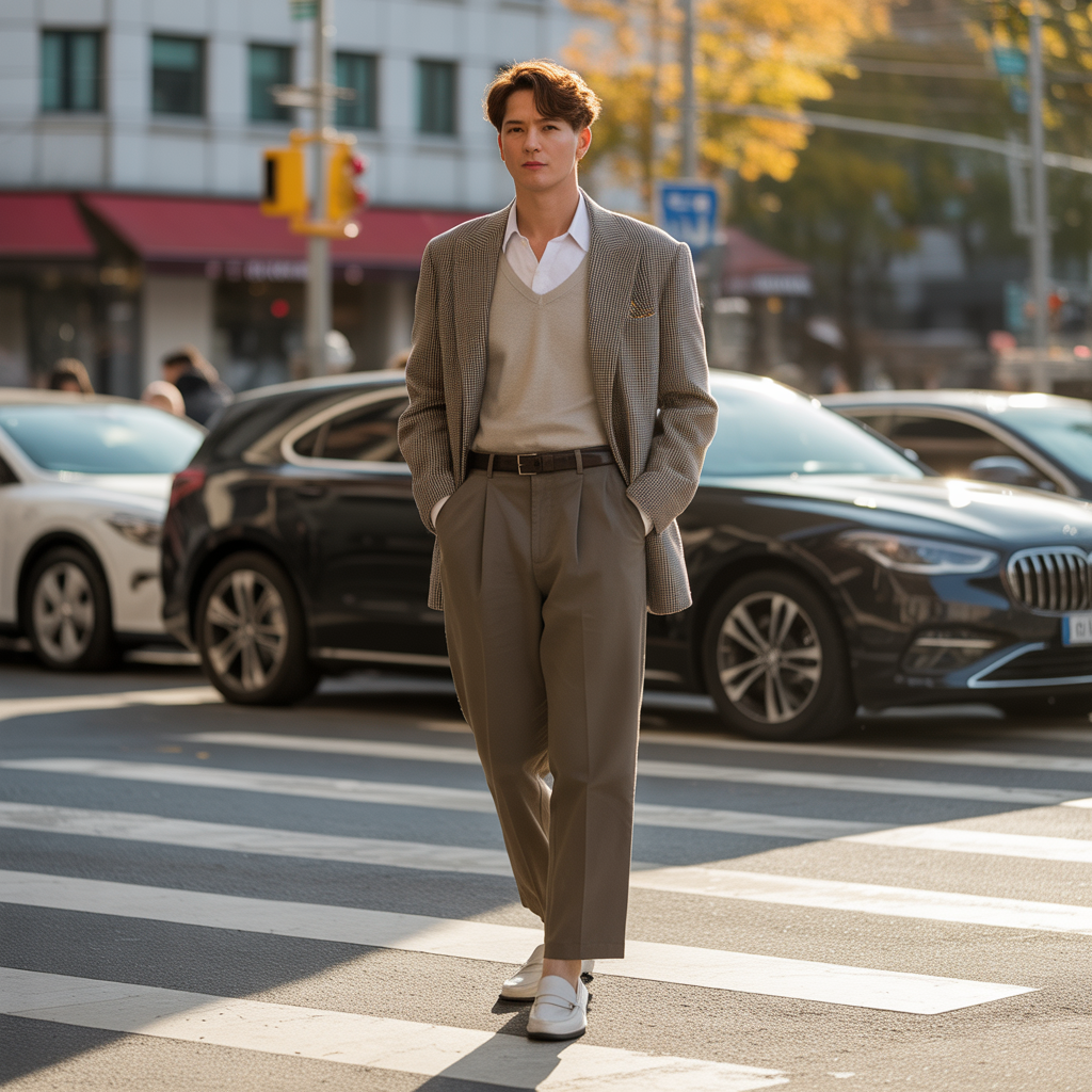 how to wear high waist pants in fall like korean men