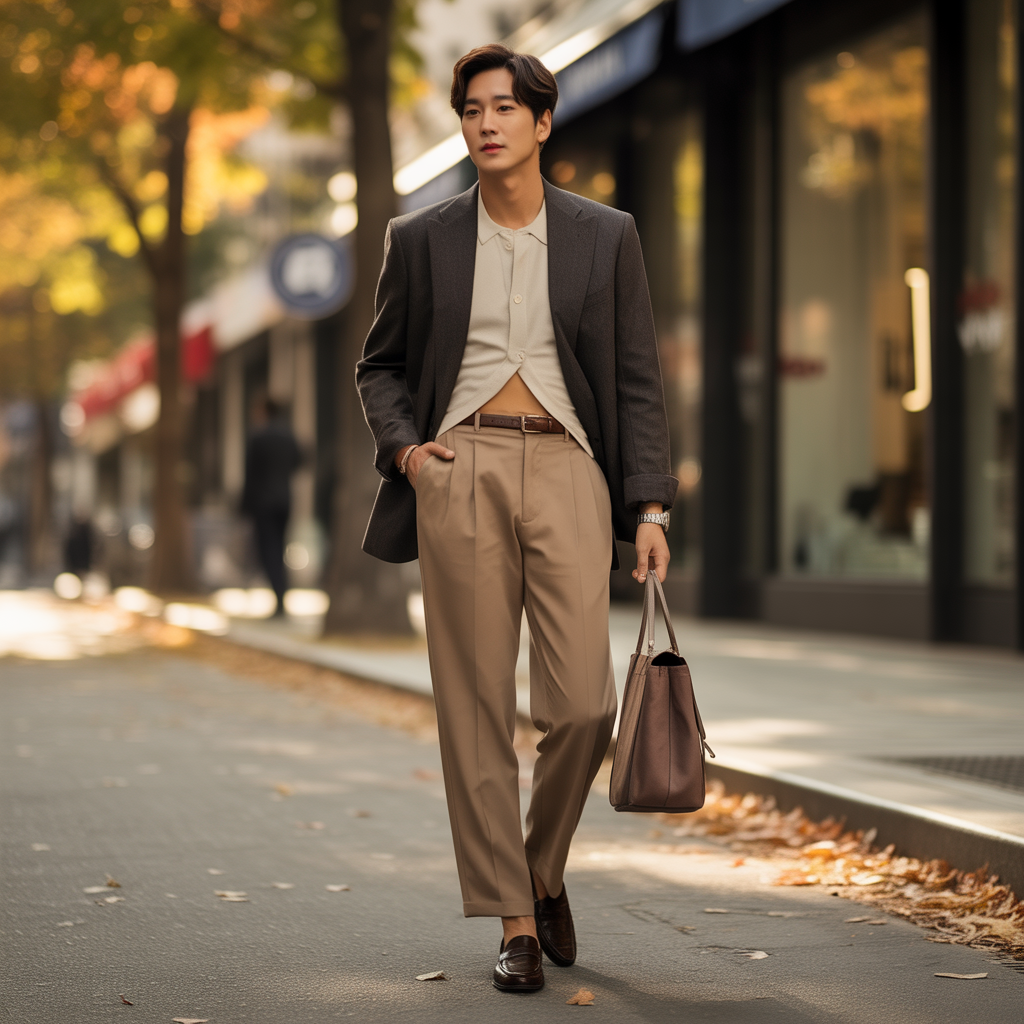 how to wear high waist pants in fall like korean men