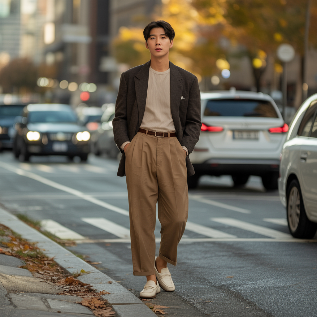 how to wear high waist pants in fall like korean men