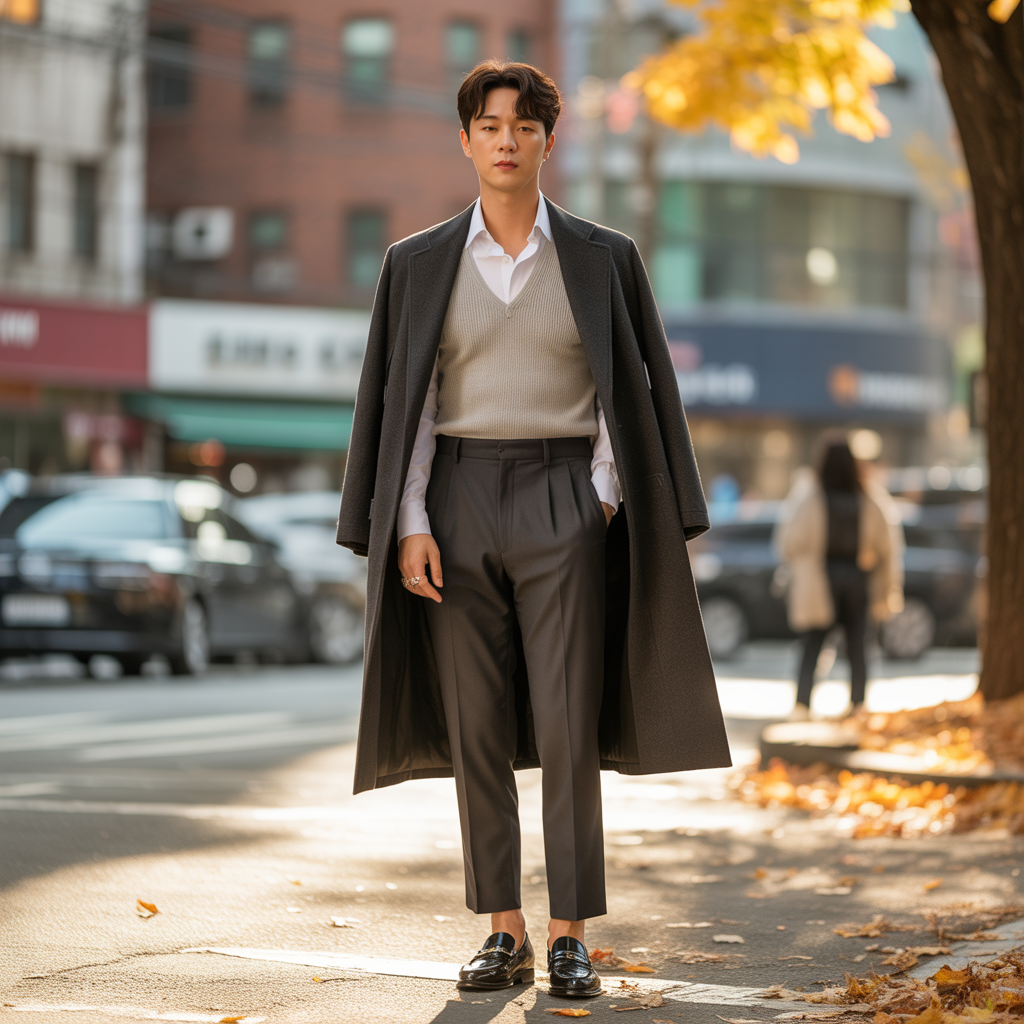 how to wear high waist pants in fall like korean men