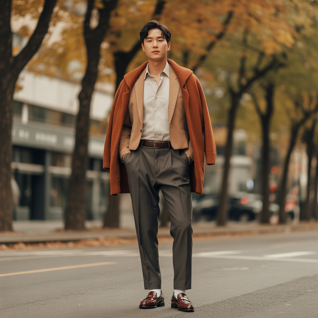 how to wear high waist pants in fall like korean men