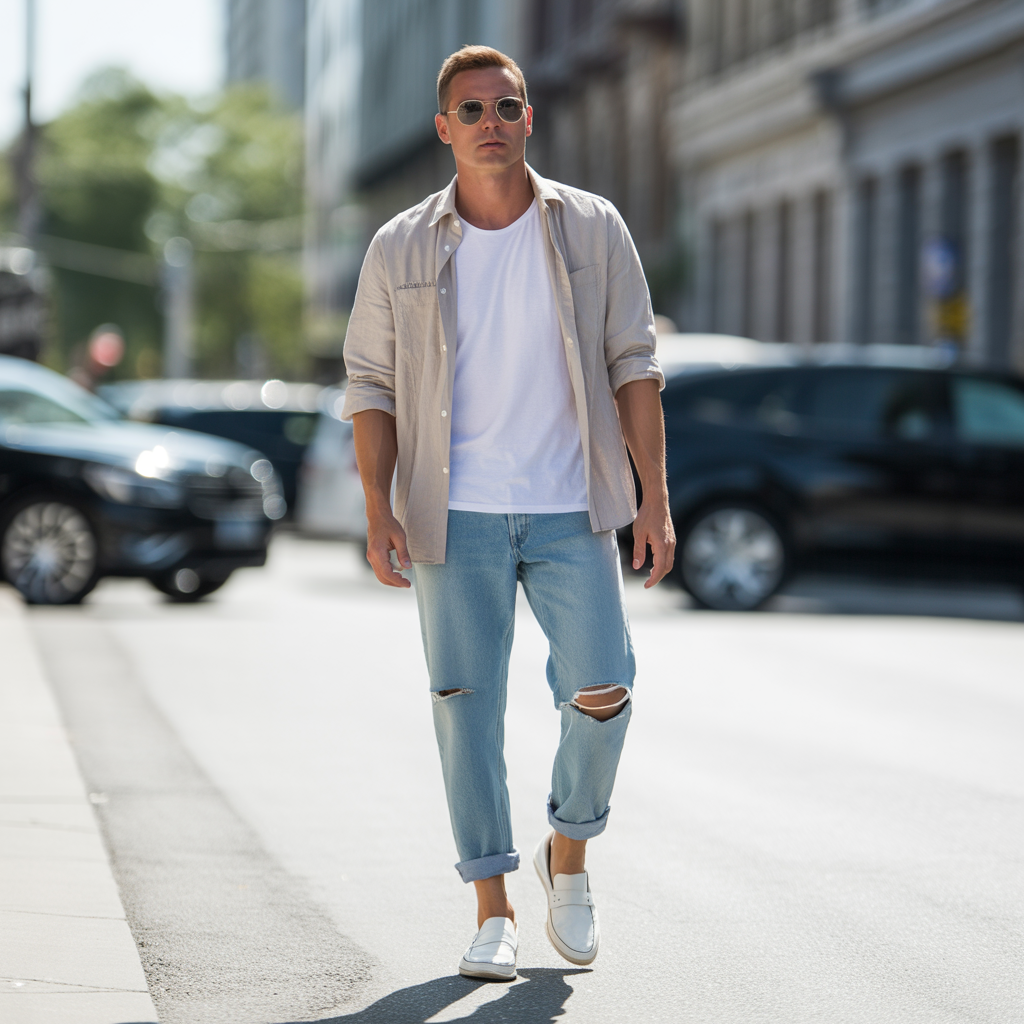 how to wear ripped jeans in summer