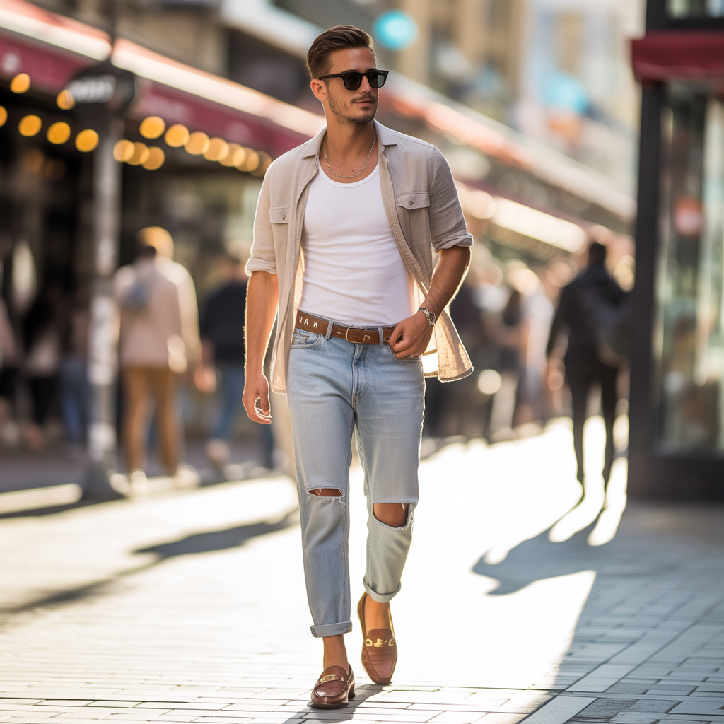 how to wear ripped jeans in summer
