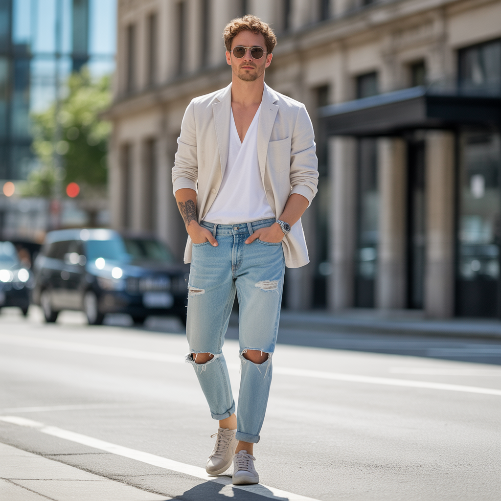 how to wear ripped jeans in summer