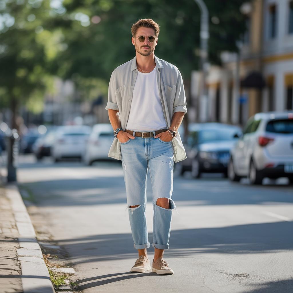how to wear ripped jeans in summer