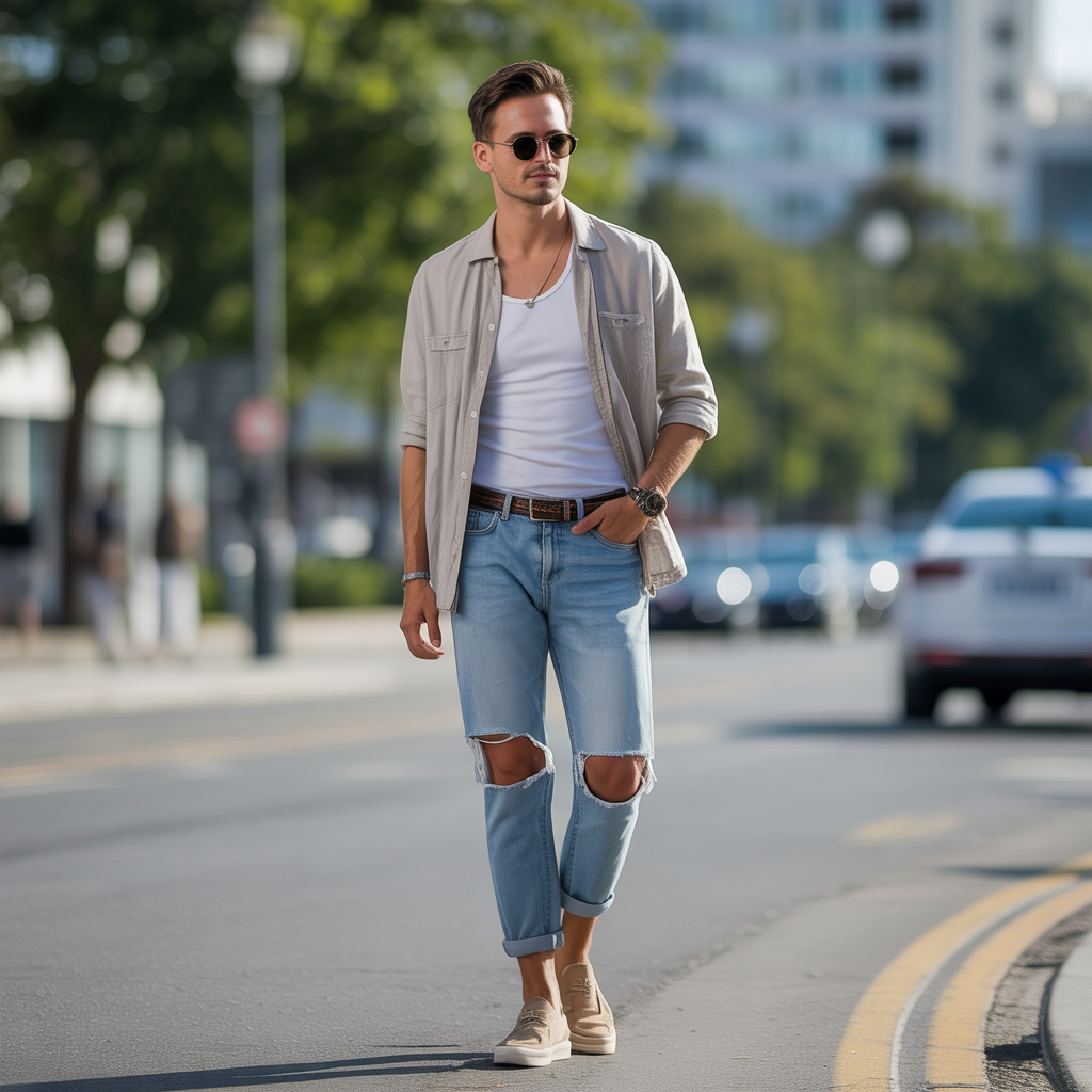 how to wear ripped jeans in summer