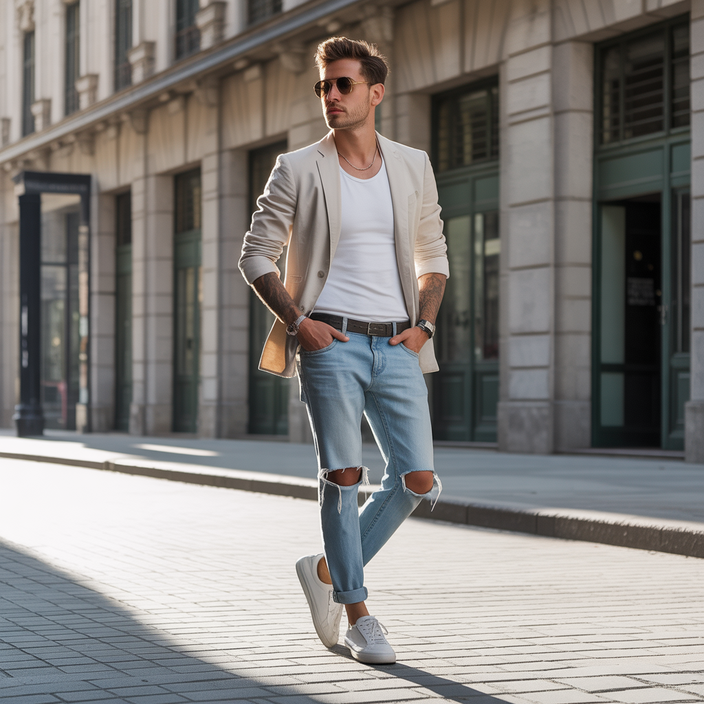 how to wear ripped jeans in summer