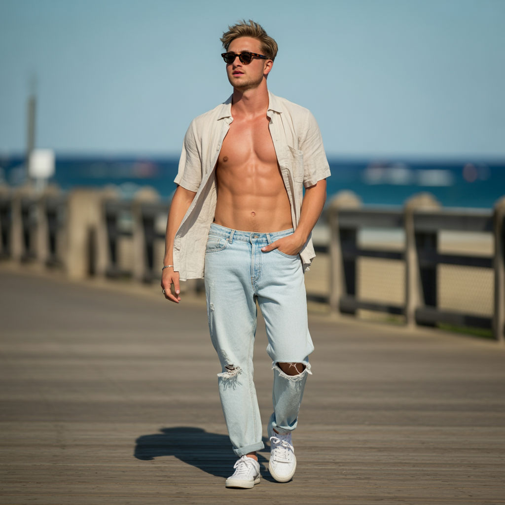 how to wear ripped jeans in summer