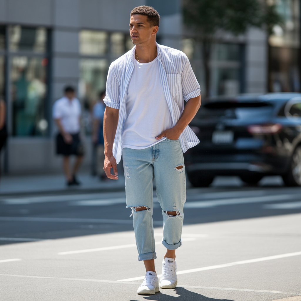 how to wear ripped jeans in summer