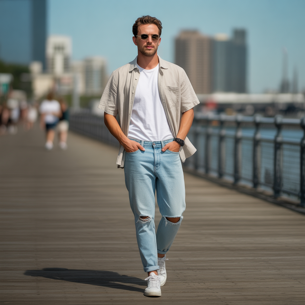 how to wear ripped jeans in summer