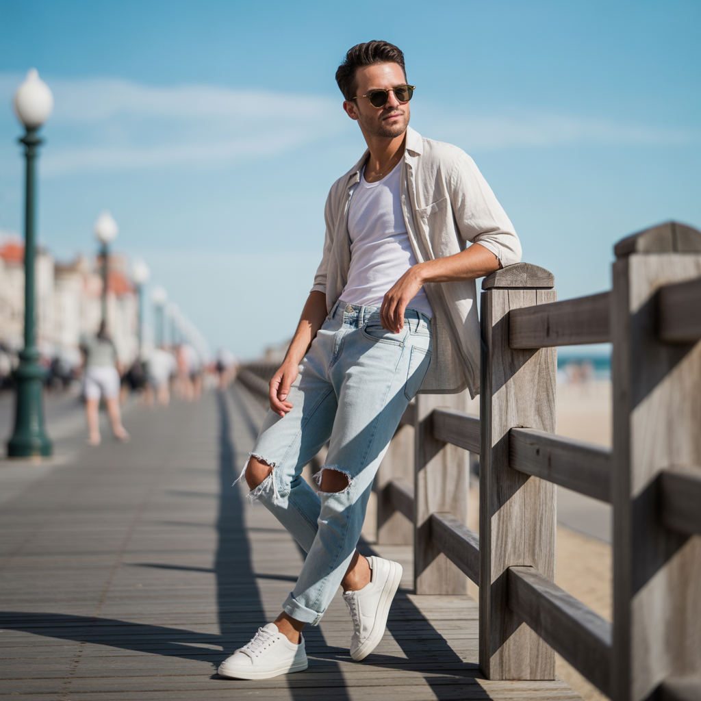 how to wear ripped jeans in summer