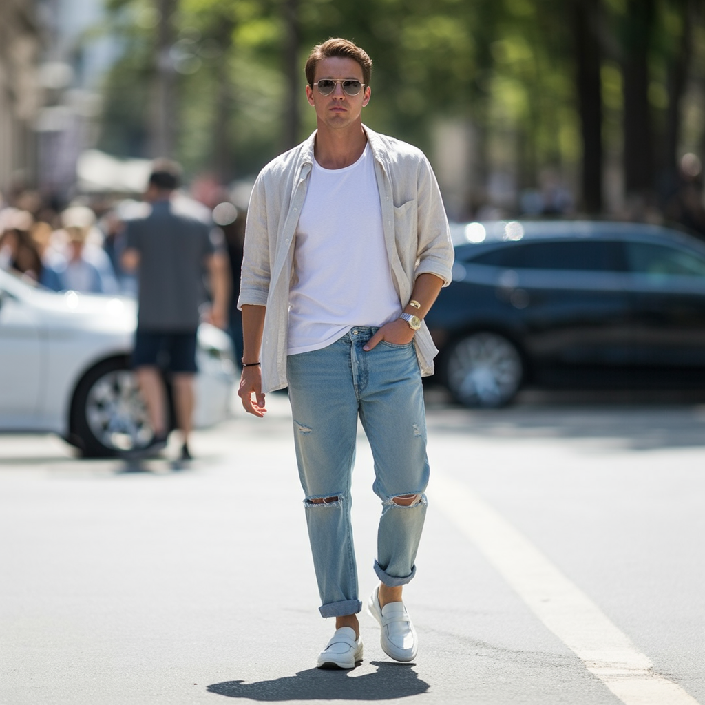 how to wear ripped jeans in summer