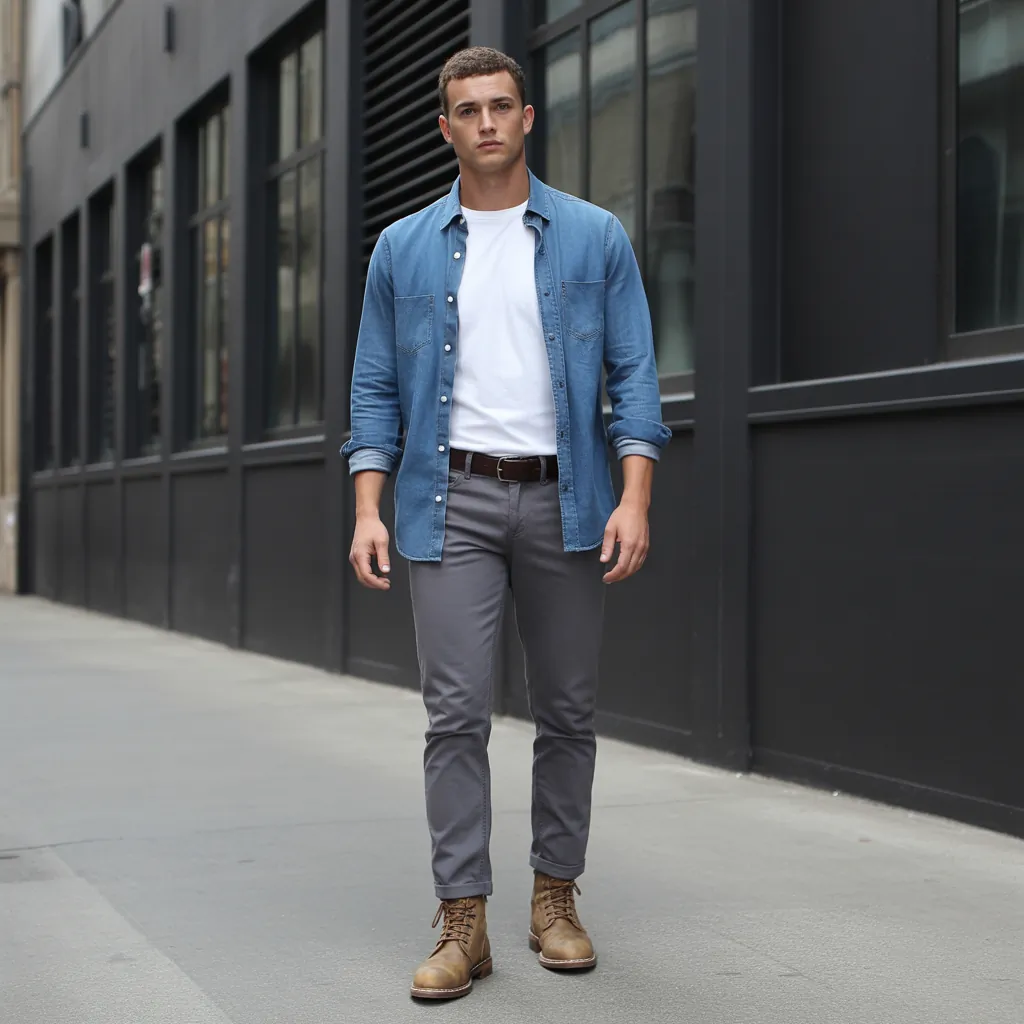 jean button up shirt outfit