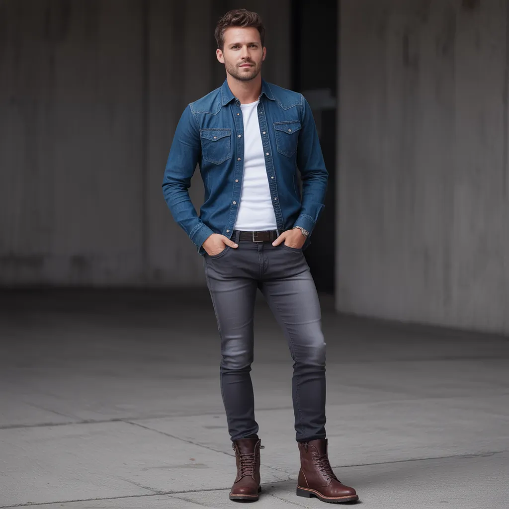 jean button up shirt outfit