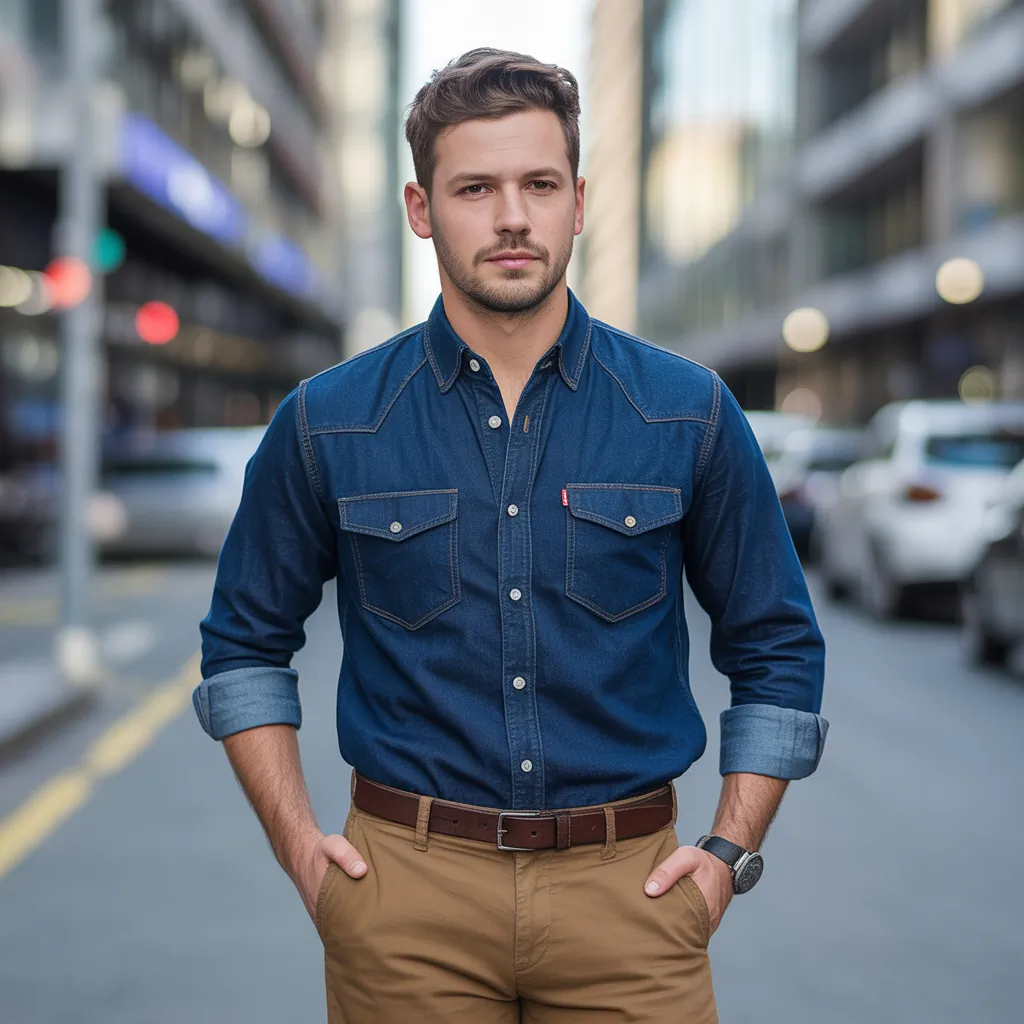 jean button up shirt outfit
