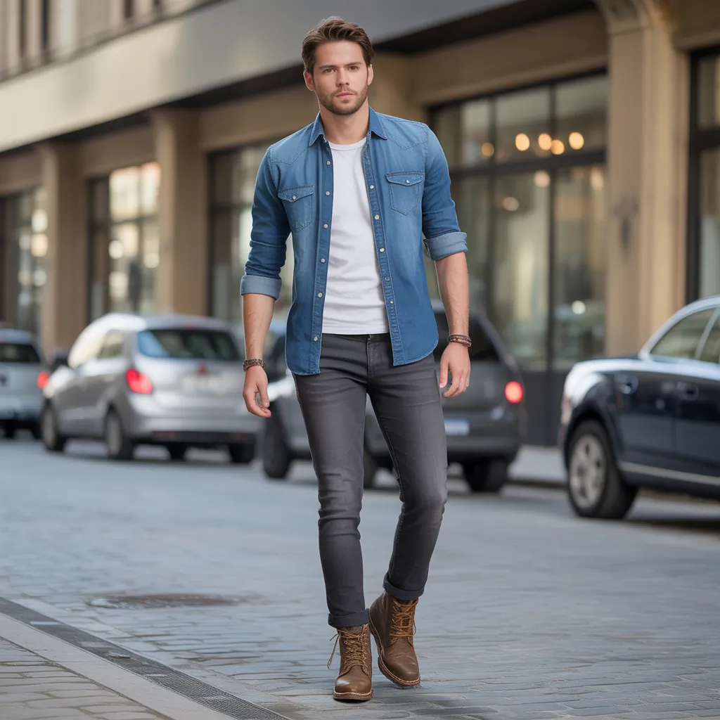 jean button up shirt outfit