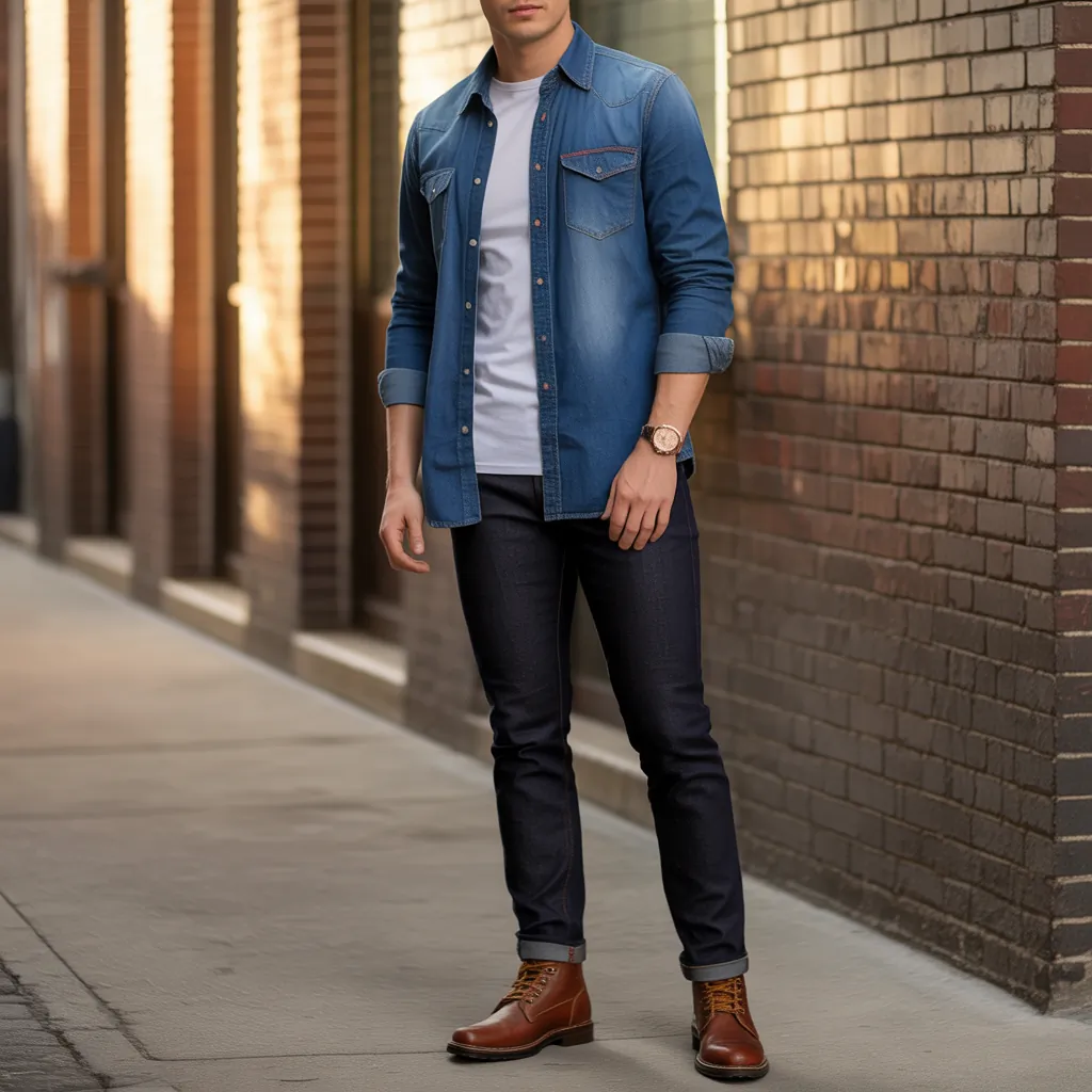 jean button up shirt outfit