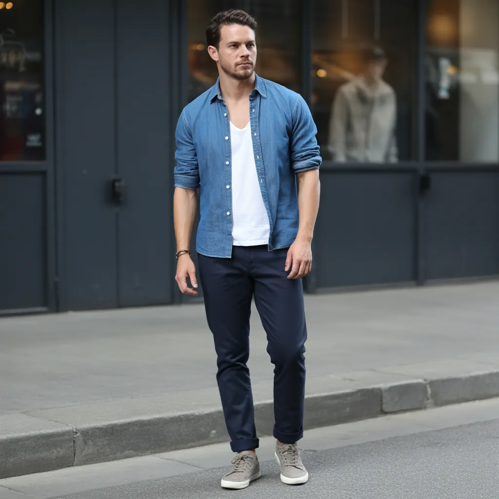 jean button up shirt outfit