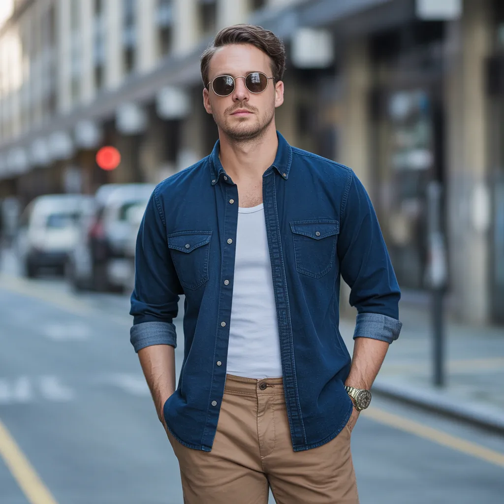 jean button up shirt outfit