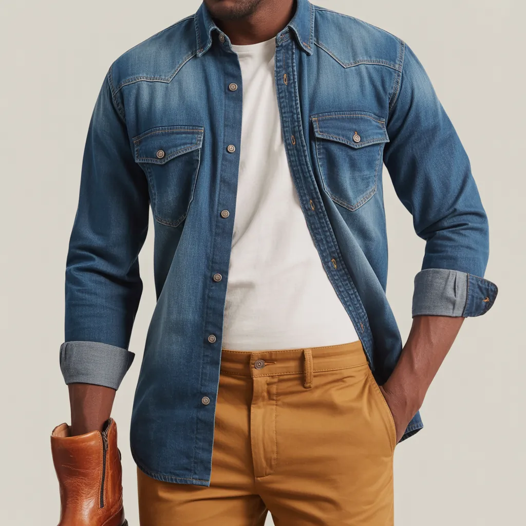 jean button up shirt outfit