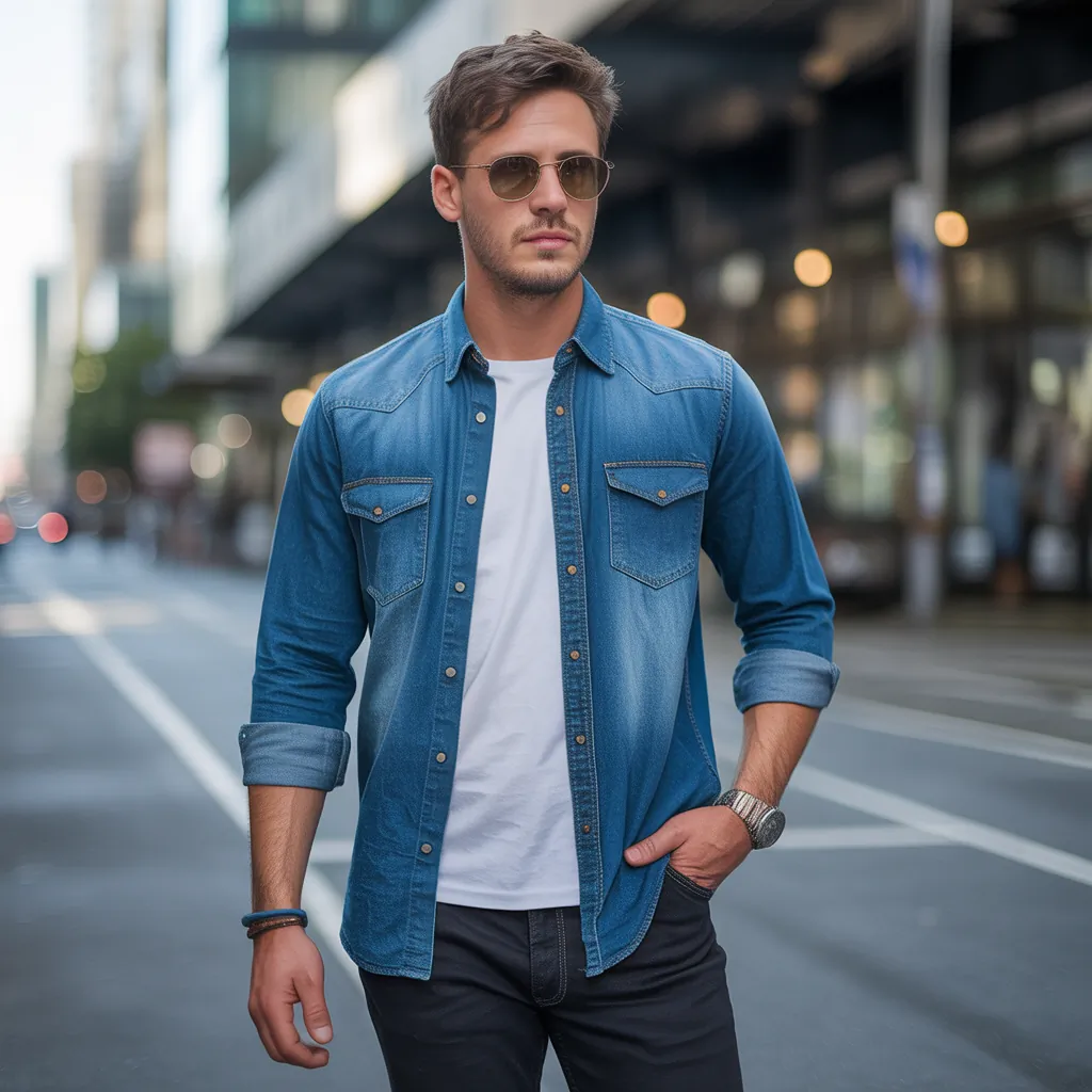 jean button up shirt outfit