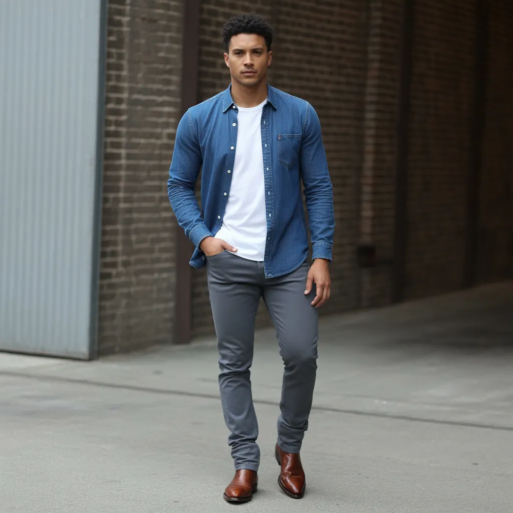 jean button up shirt outfit