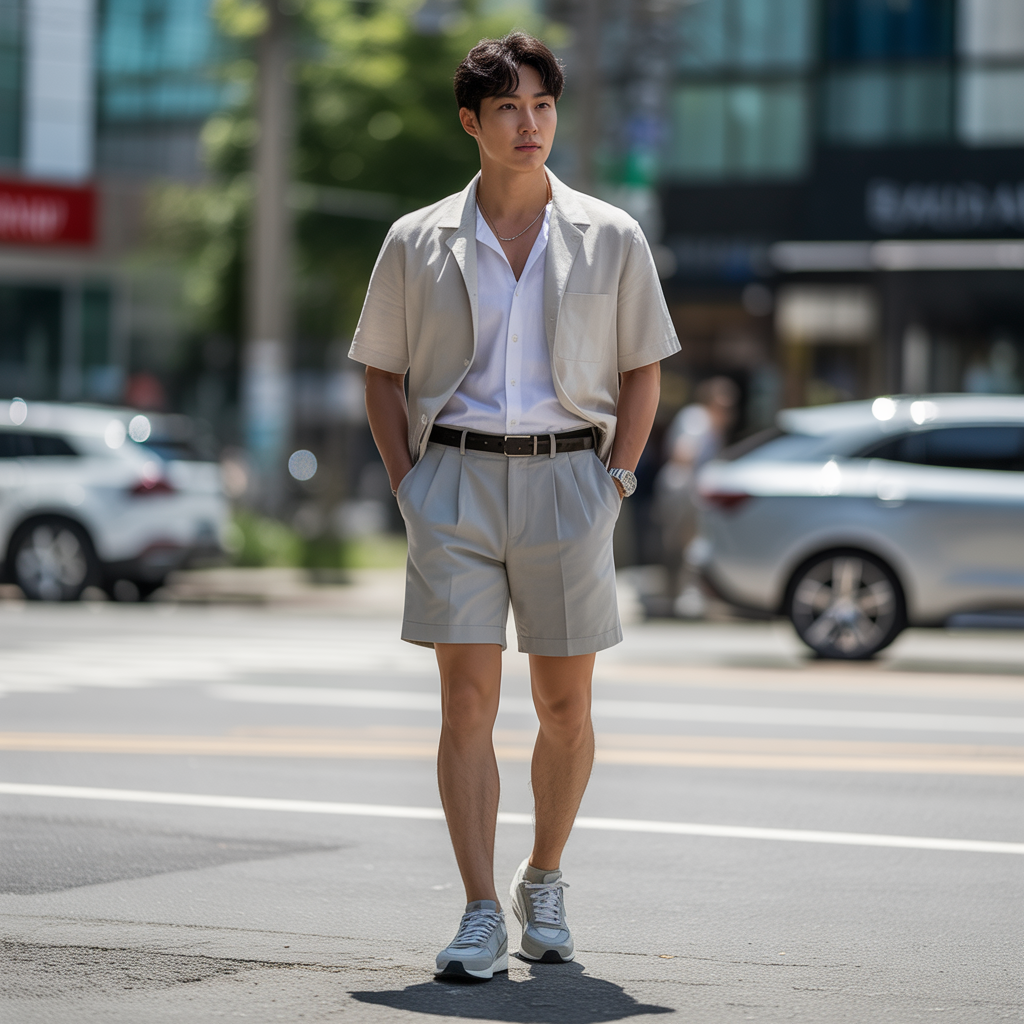 korean mens summer style rocking shorts with confidence