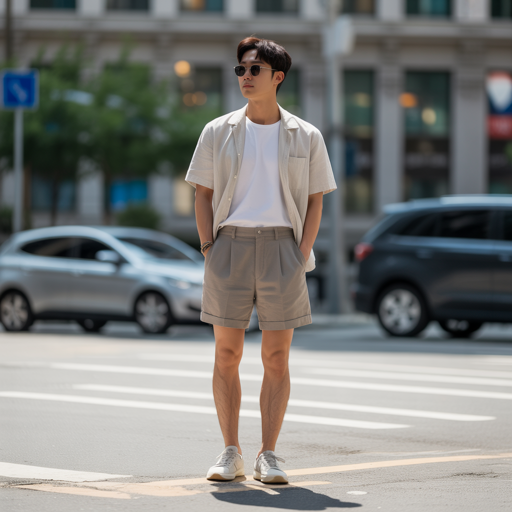 korean mens summer style rocking shorts with confidence